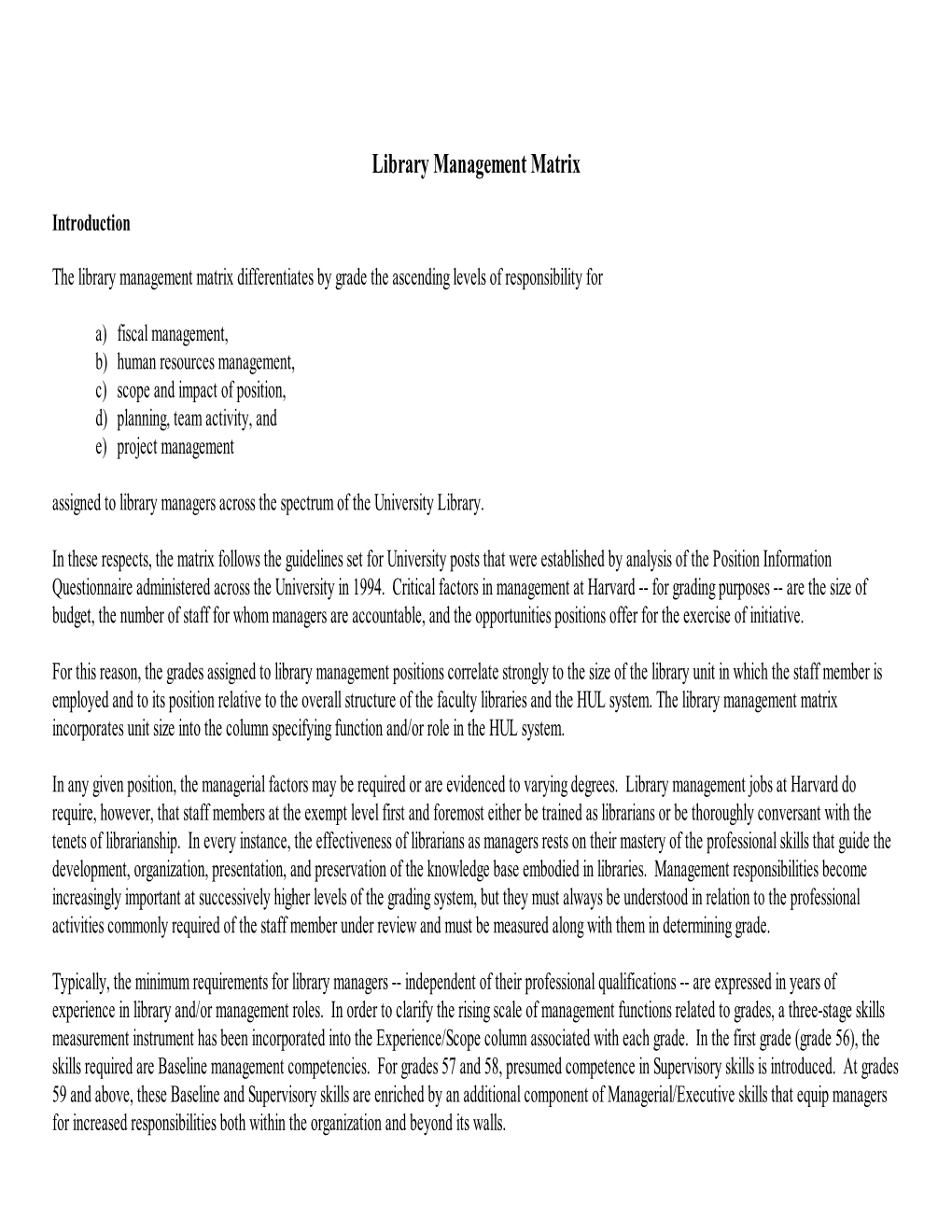 Library Management Matrix