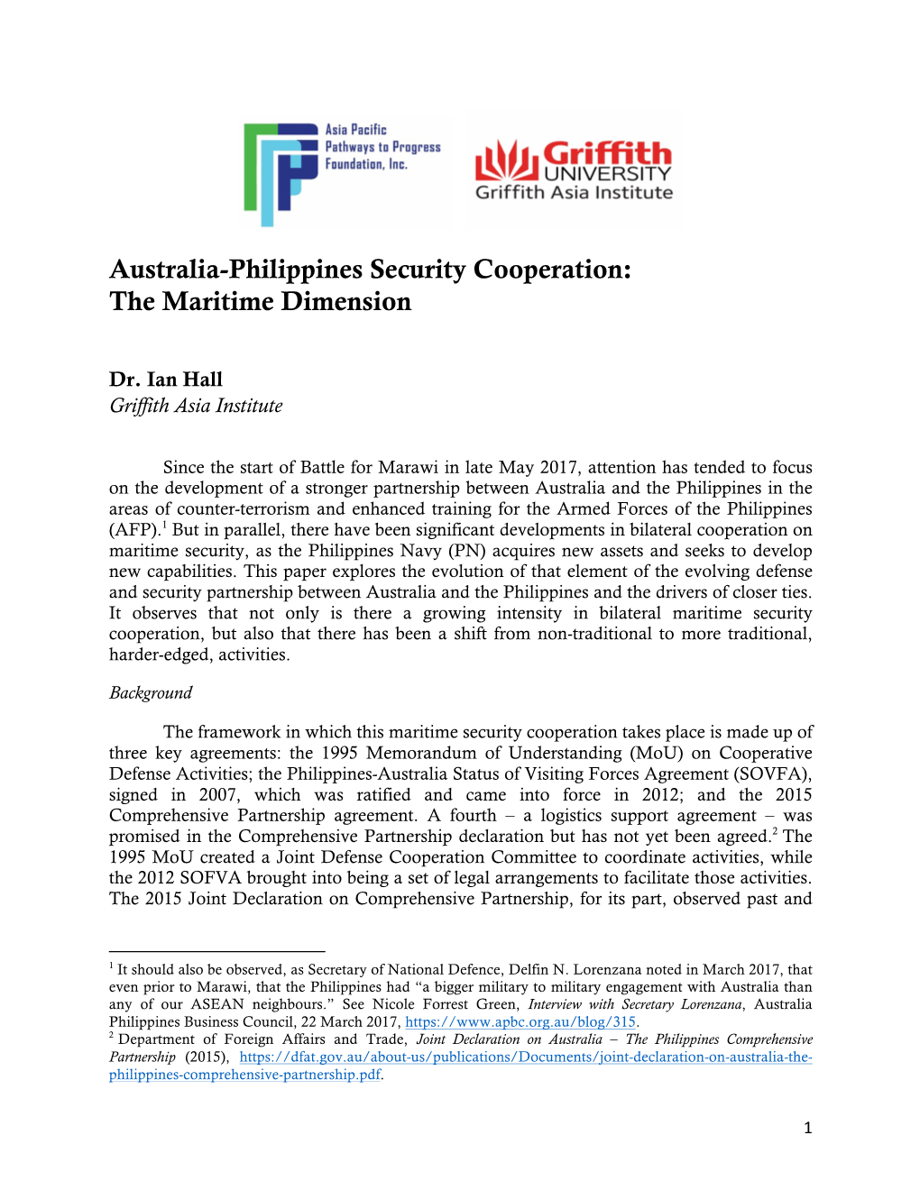 Australia-Philippines Security Cooperation: the Maritime Dimension