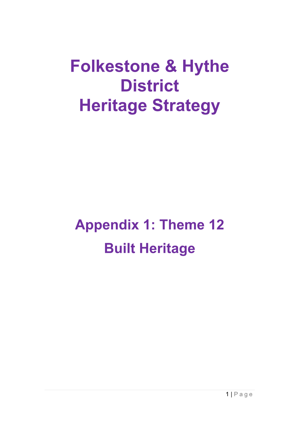 Folkestone & Hythe District Heritage Strategy