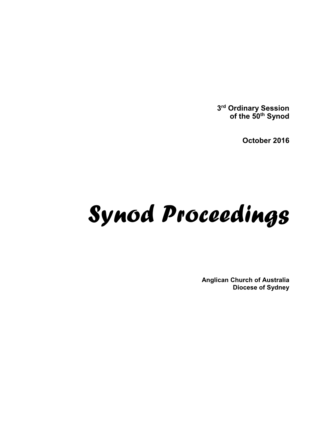 2016 Synod Proceedings