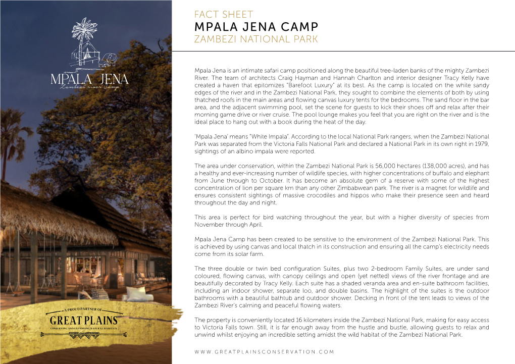Mpala Jena Camp Zambezi National Park