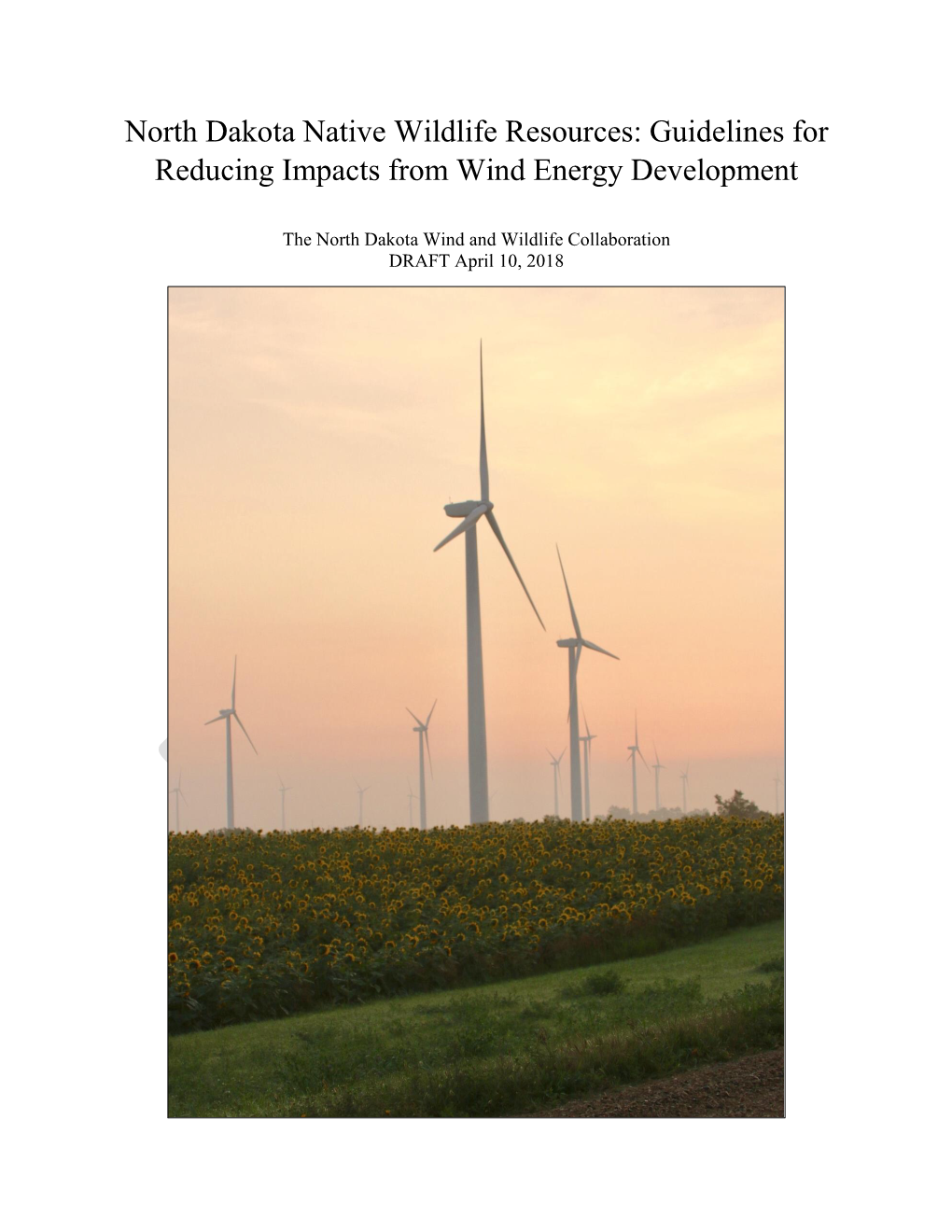 Guidelines for Reducing Impacts from Wind Energy Development