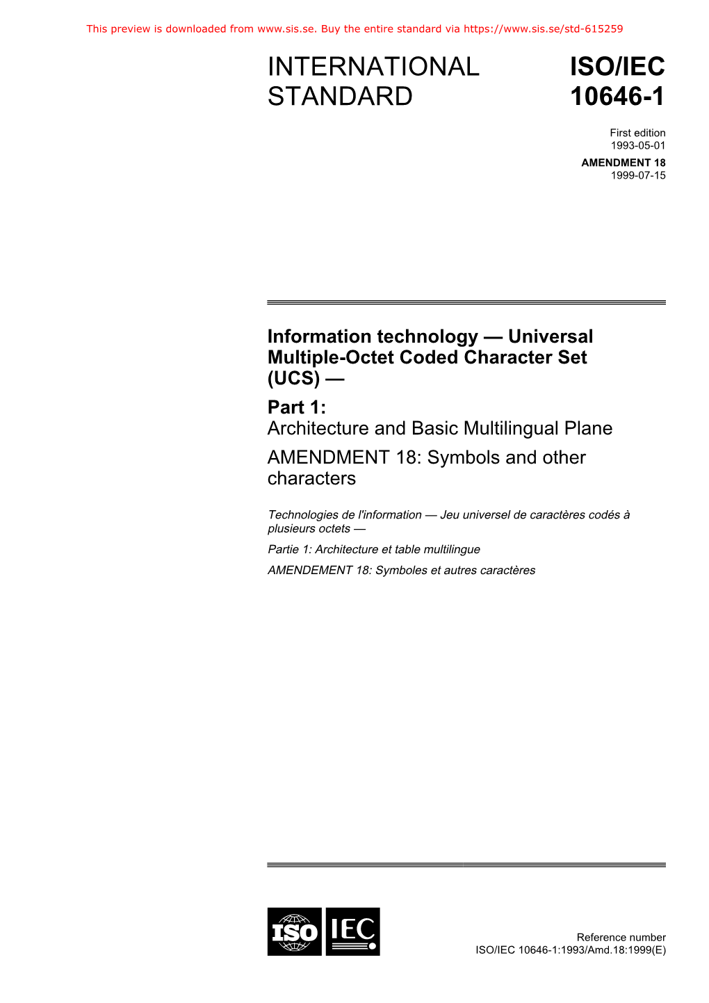 International Standard Iso/Iec 10646-1