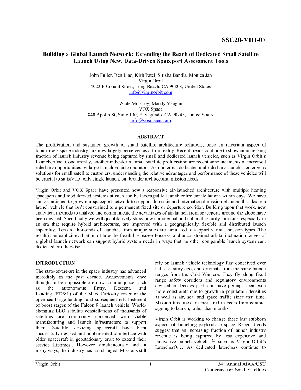 Building a Global Launch Network: Extending the Reach of Dedicated Small Satellite Launch Using New, Data-Driven Spaceport Assessment Tools