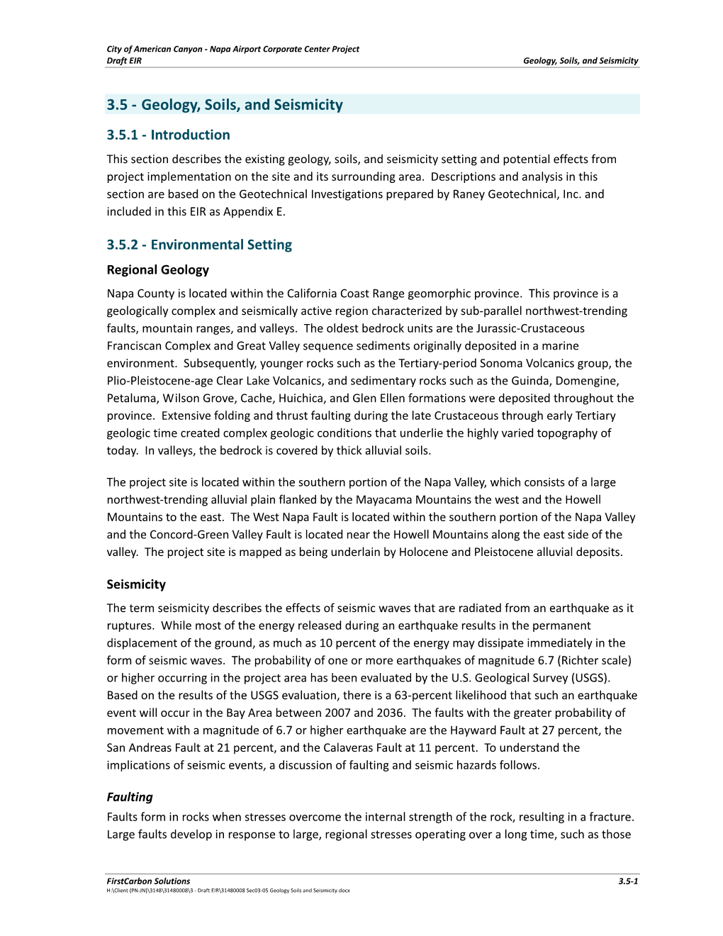 Geology, Soils, and Seismicity