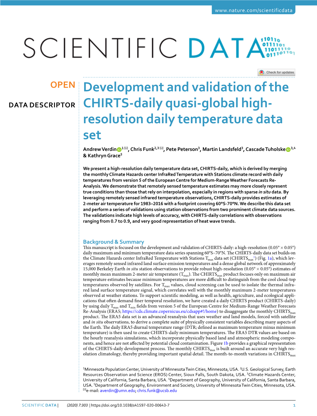 Development and Validation of the CHIRTS-Daily Quasi-Global High