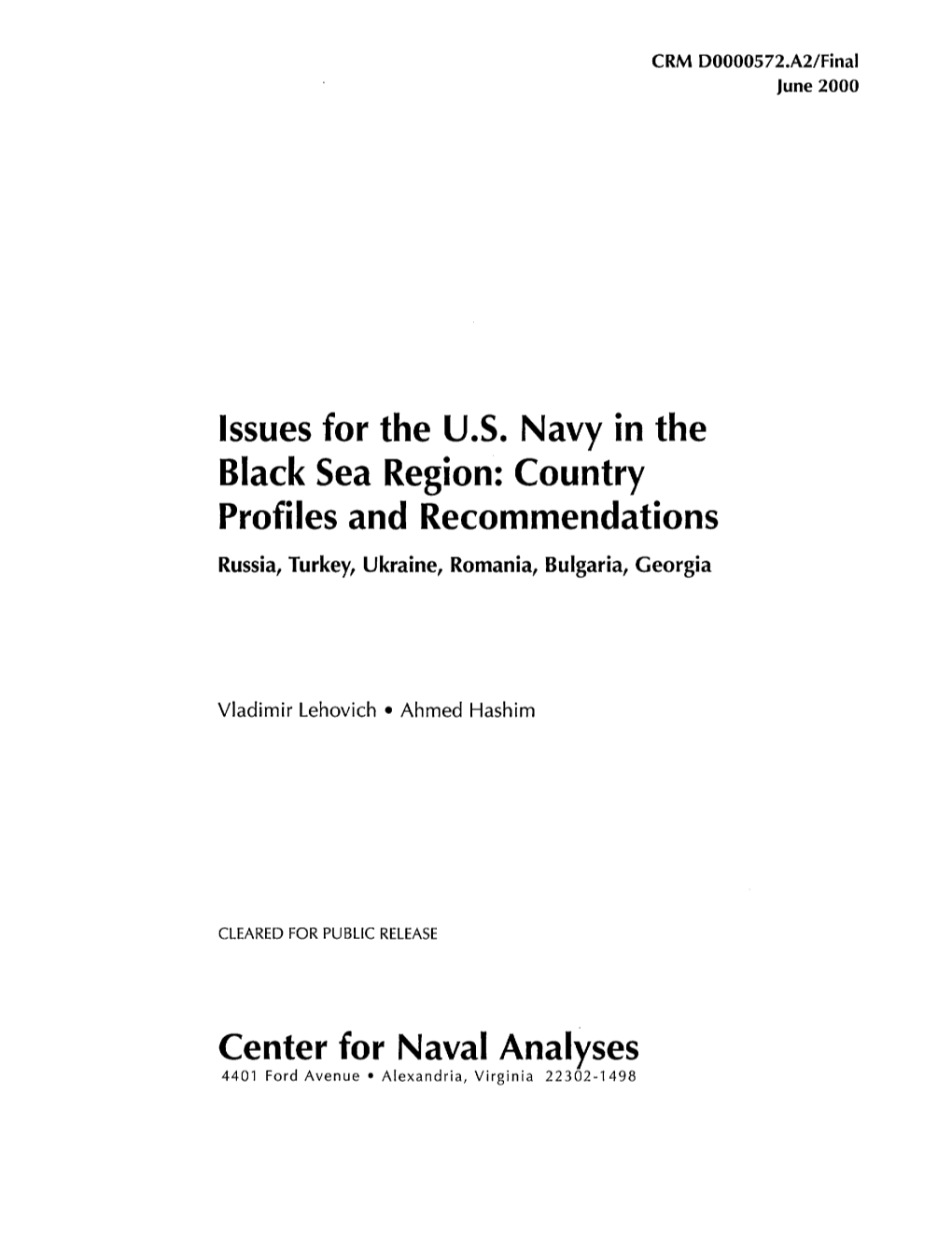 Issues for the US Navy in the Black Sea Region