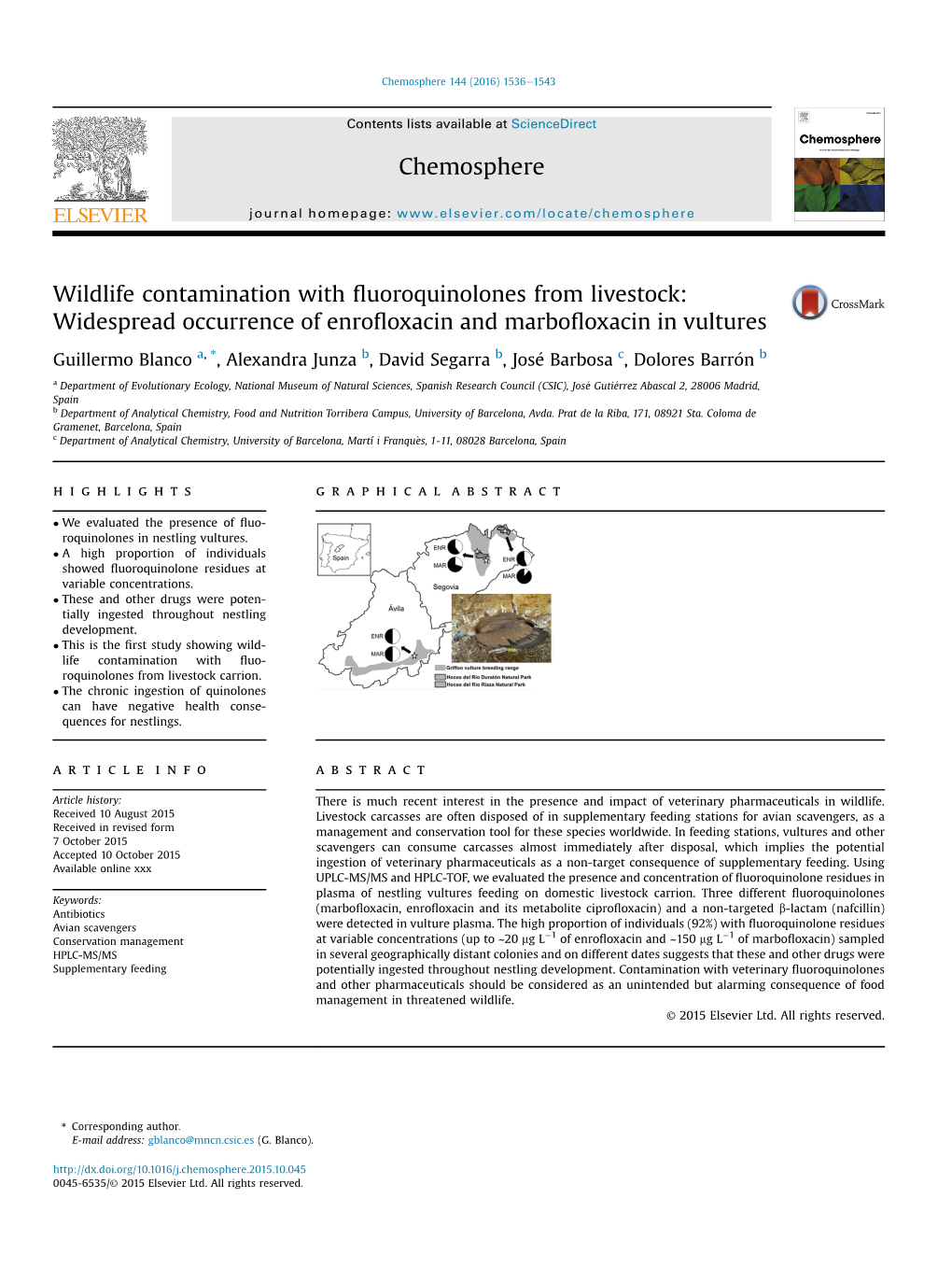 Wildlife Contamination with Fluoroquinolones from Livestock