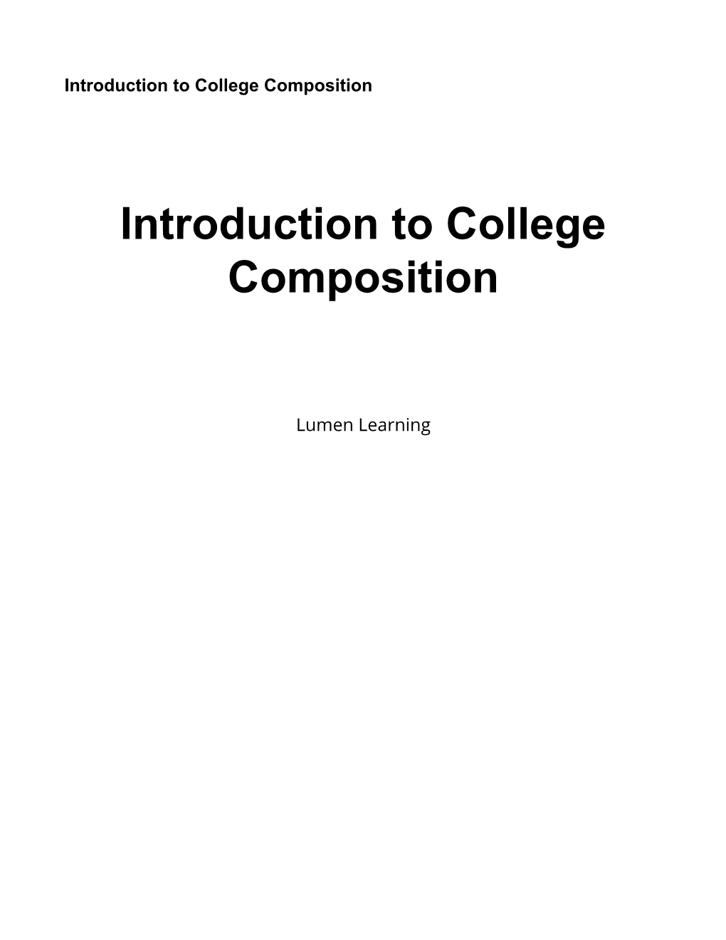 Introduction to College Composition