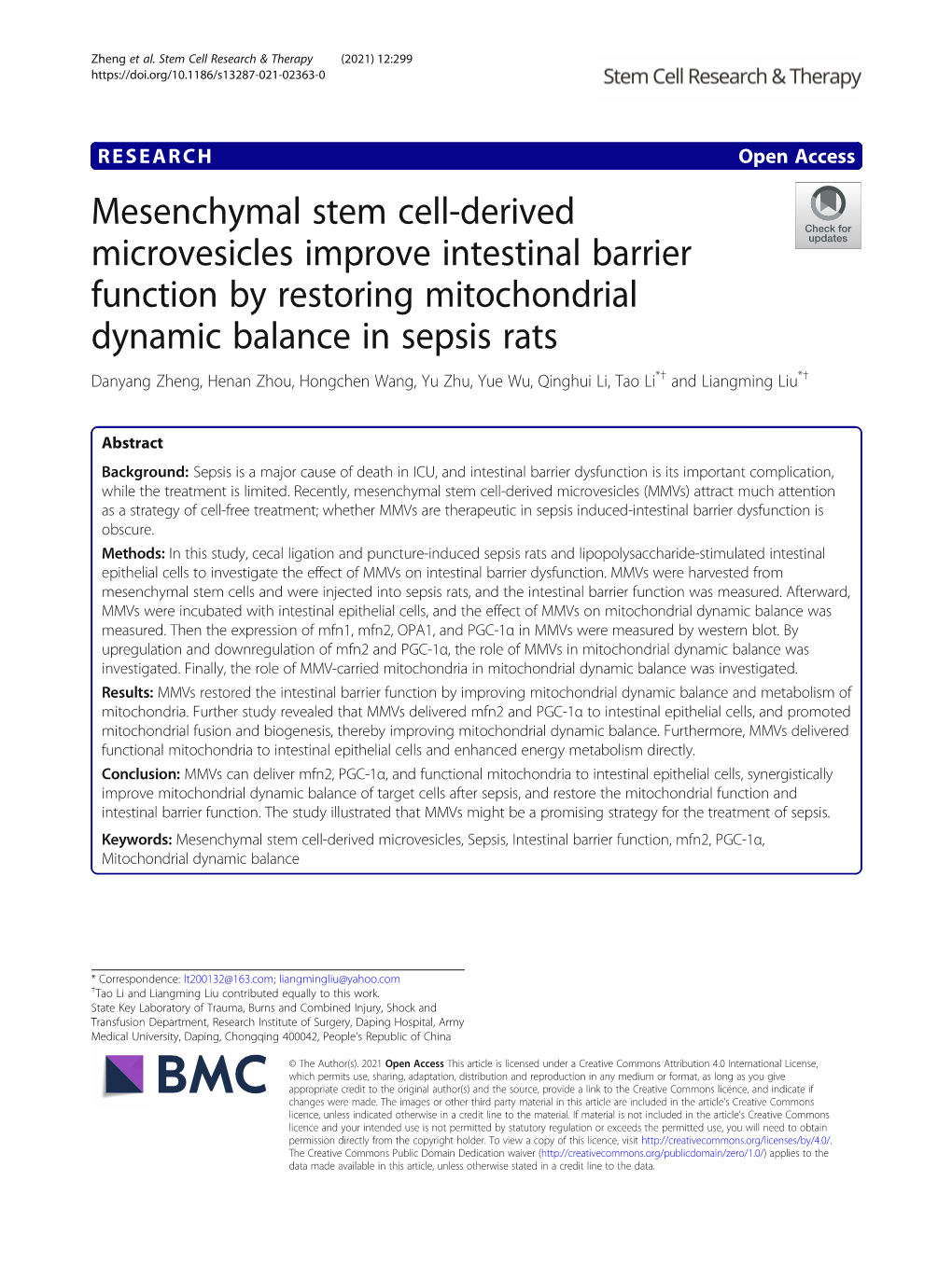 Mesenchymal Stem Cell-Derived Microvesicles Improve Intestinal