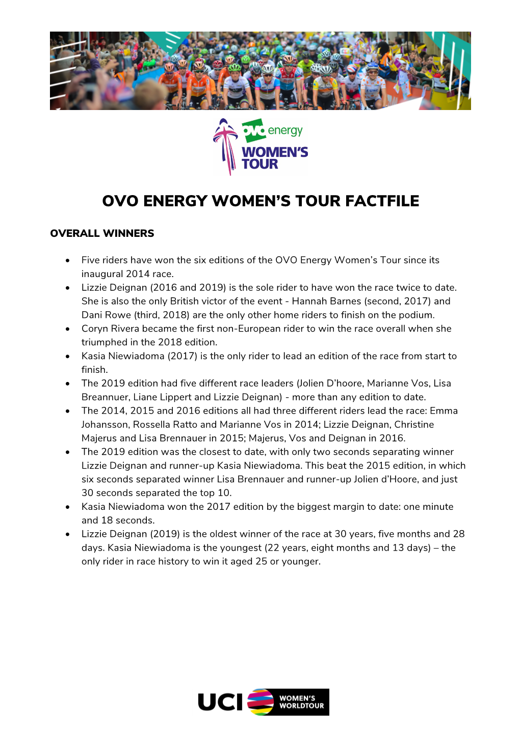 Ovo Energy Women's Tour Factfile