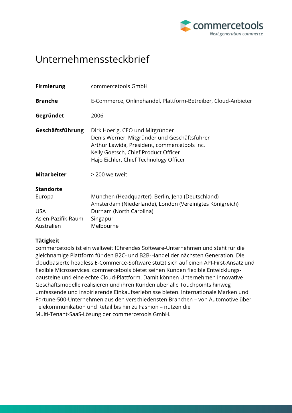 Unternehmenssteckbrief