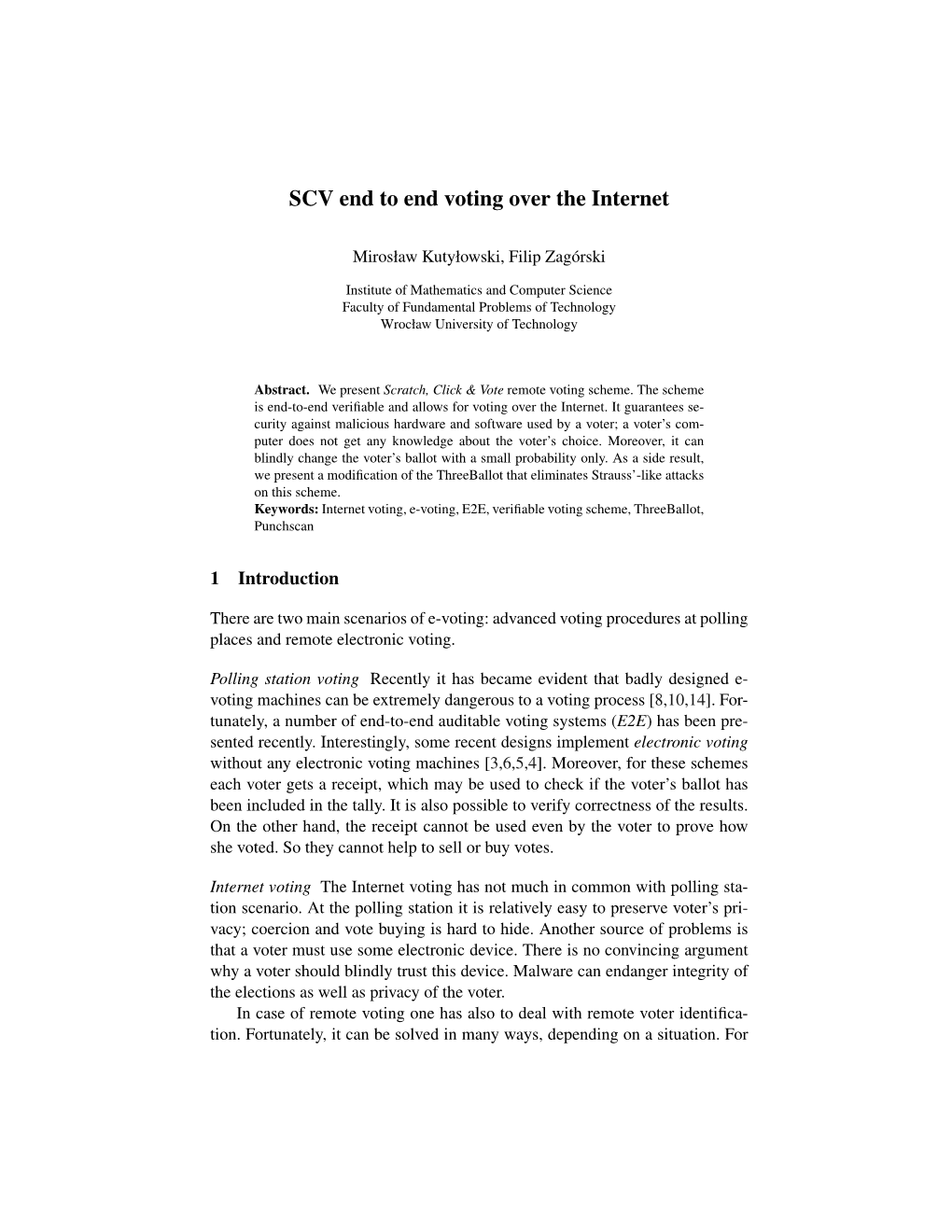 SCV End to End Verifiable Internet Voting -- System Perspective