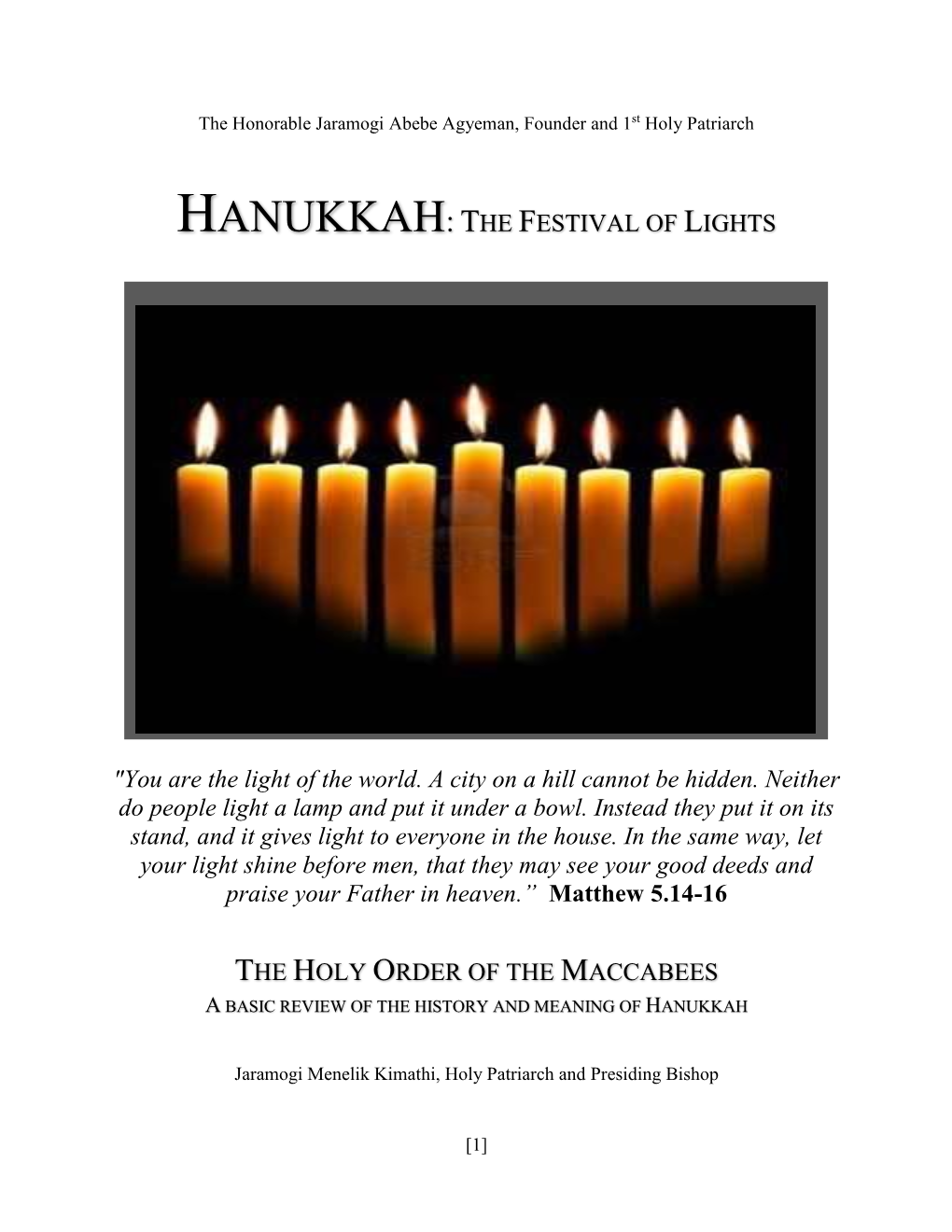 Hanukkah: the Festival of Lights