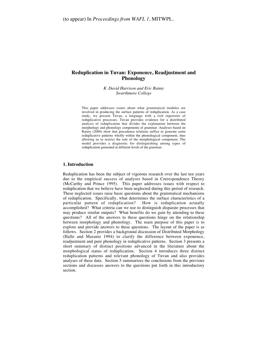 Exponence, Readjustment and Phonology