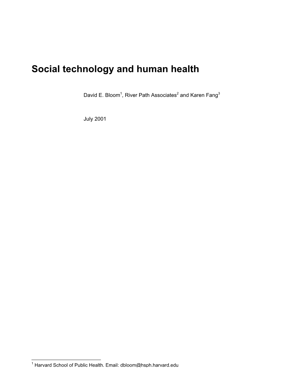 Social Technology and Human Health