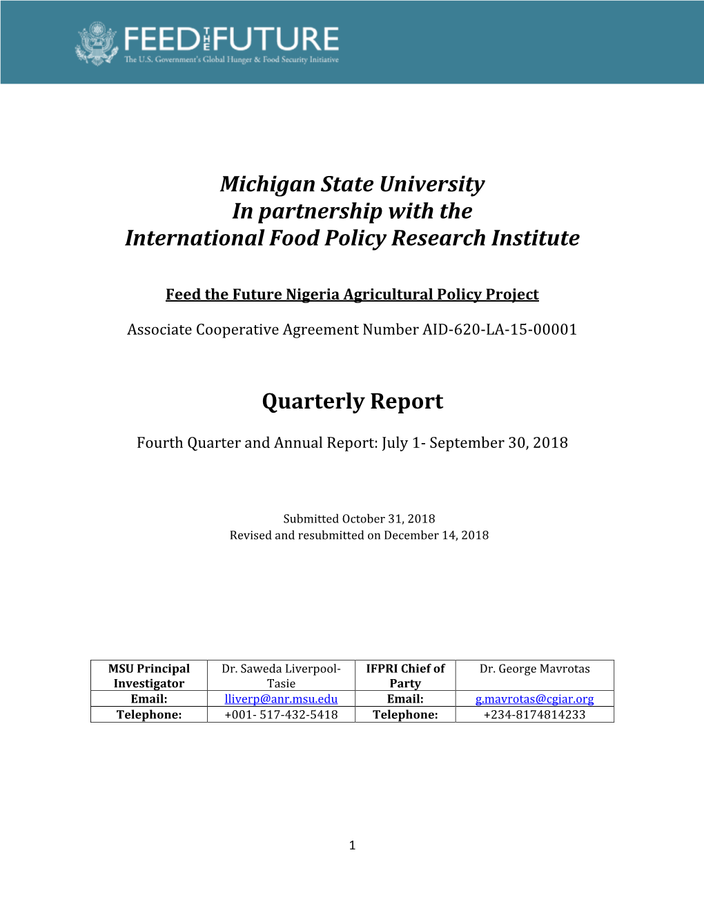 Michigan State University in Partnership with the International Food Policy Research Institute