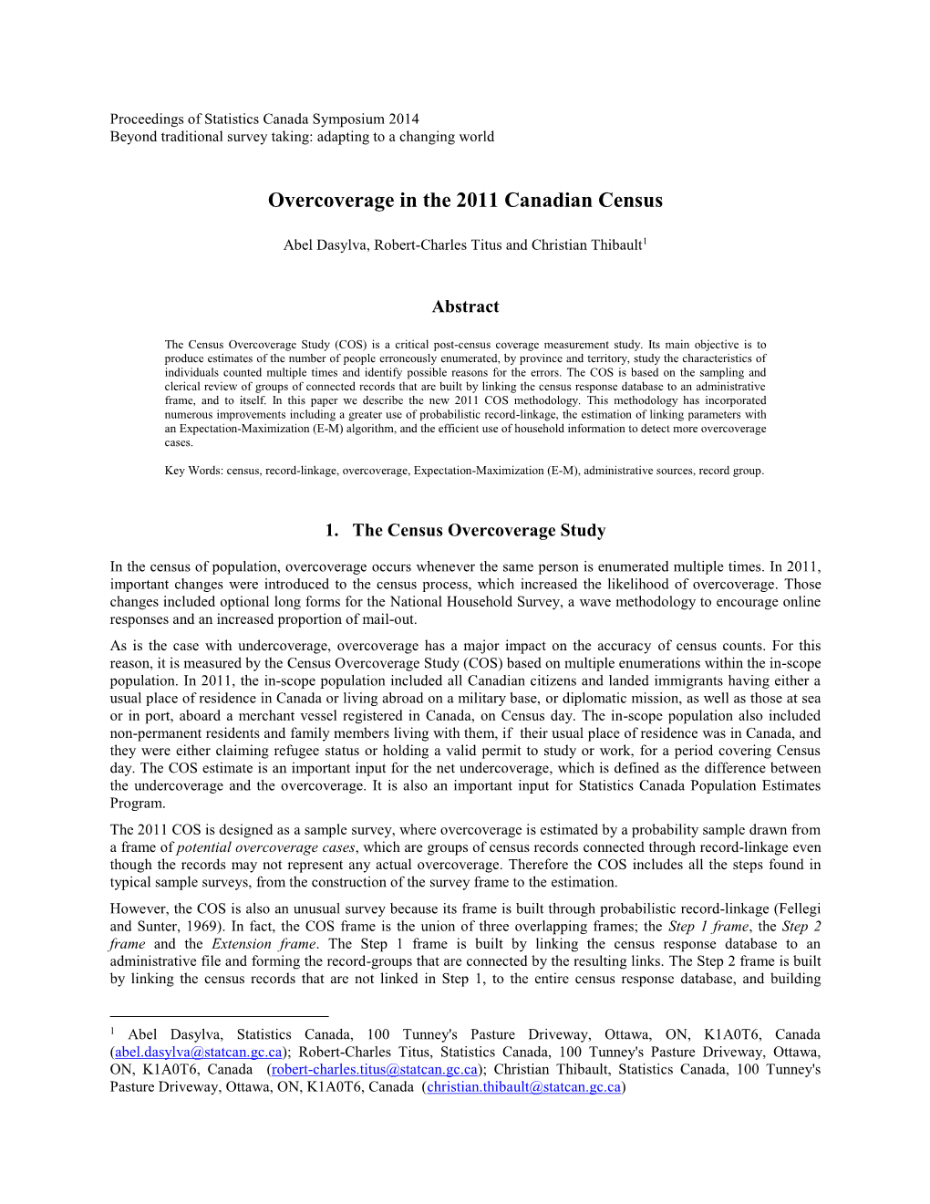 Overcoverage in the 2011 Canadian Census