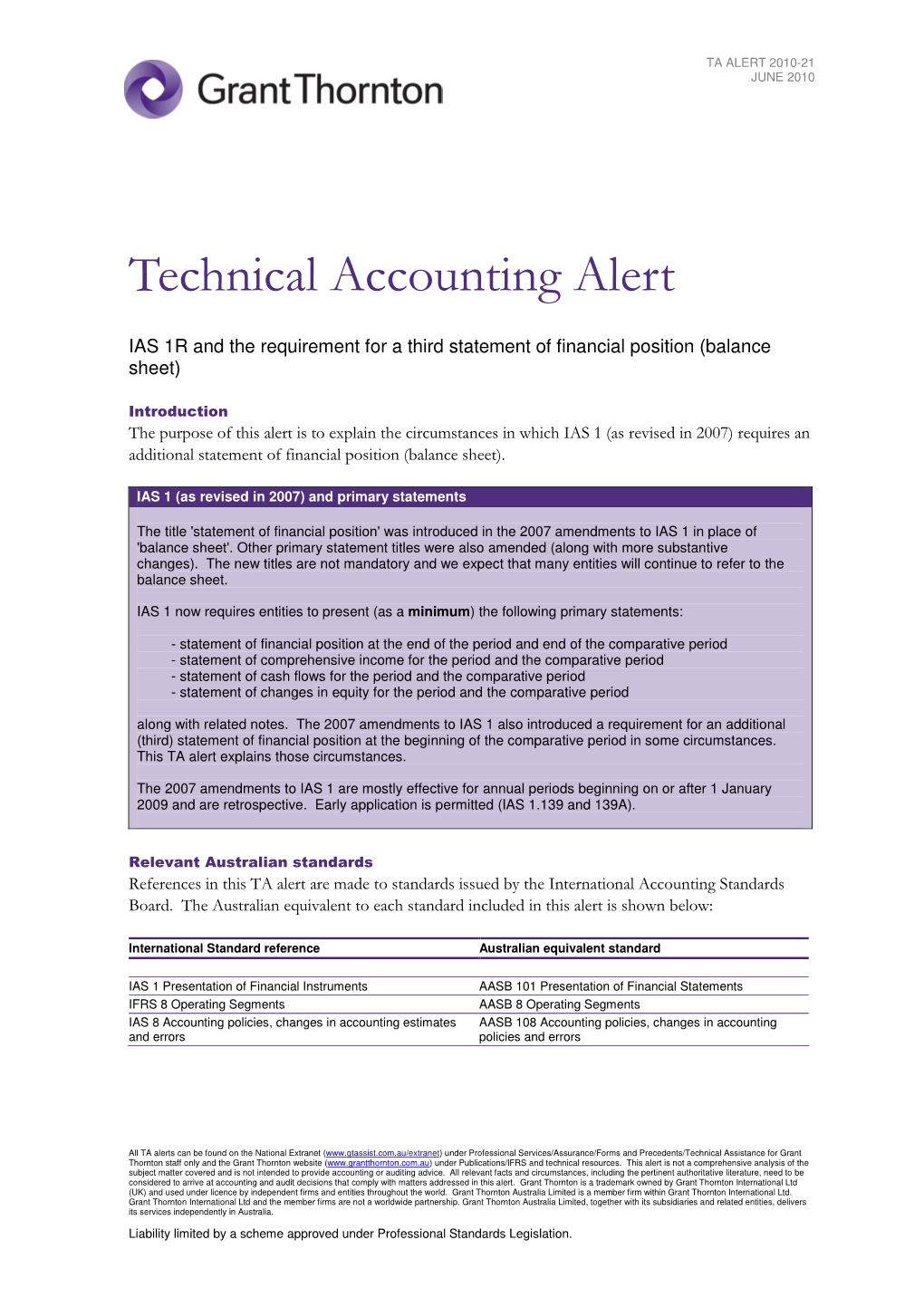 Technical Accounting Alert