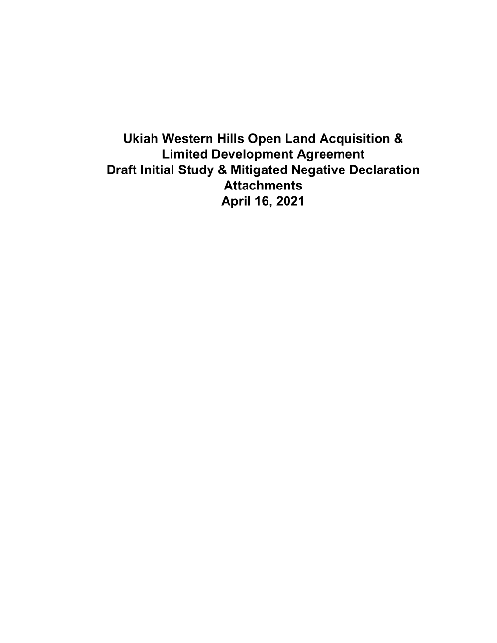 Ukiah Western Hills Open Land Acquisition & Limited Development