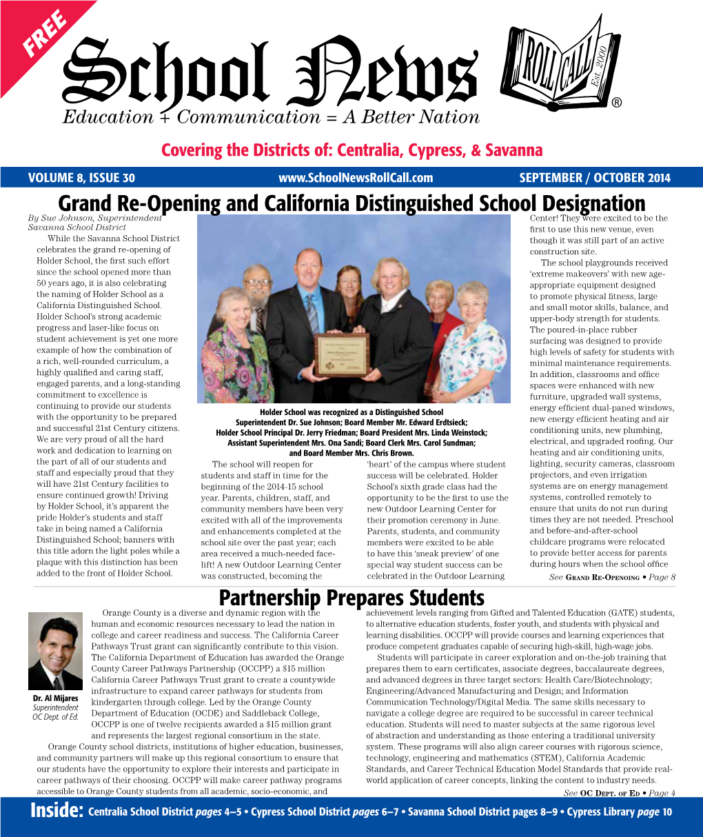 ® Grand Re-Opening and California Distinguished School Designation