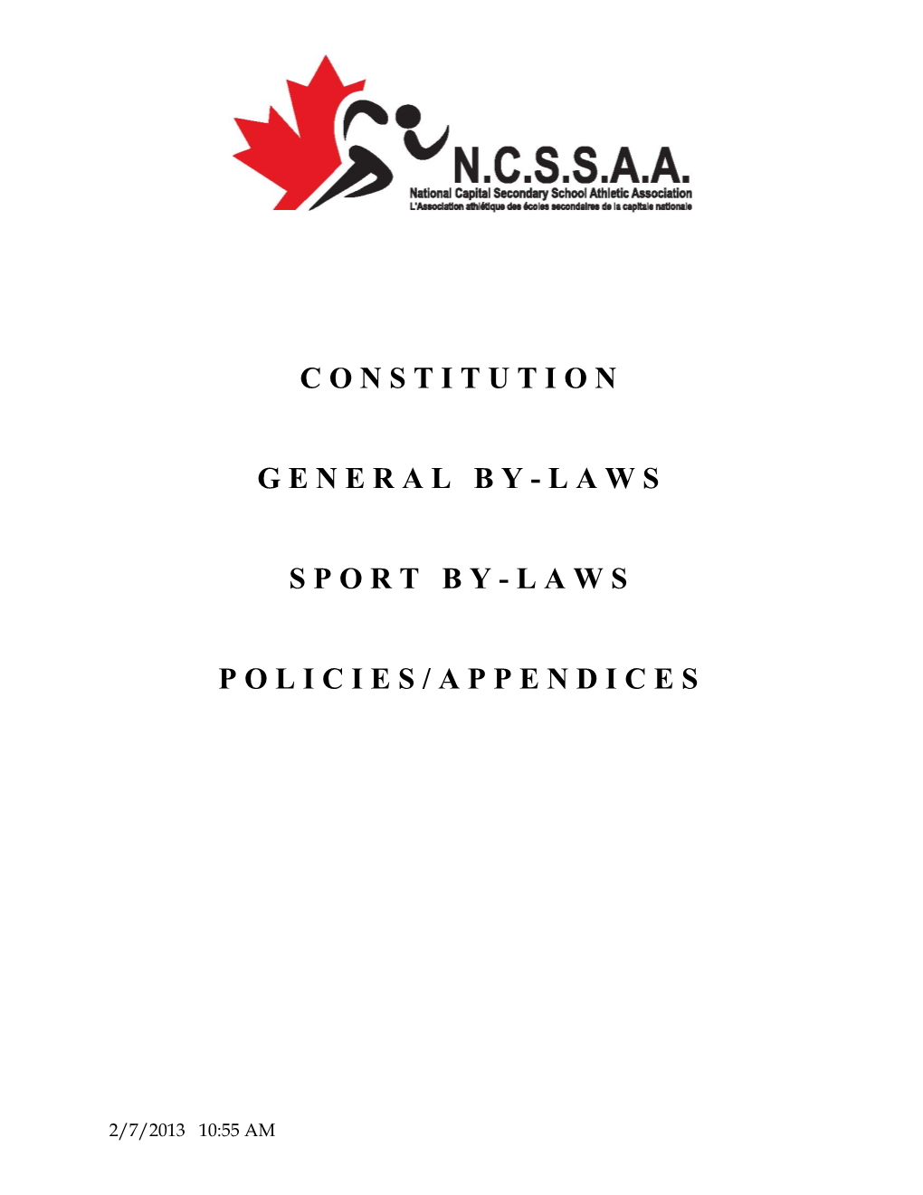 Constitution General By-Laws Sport By-Laws