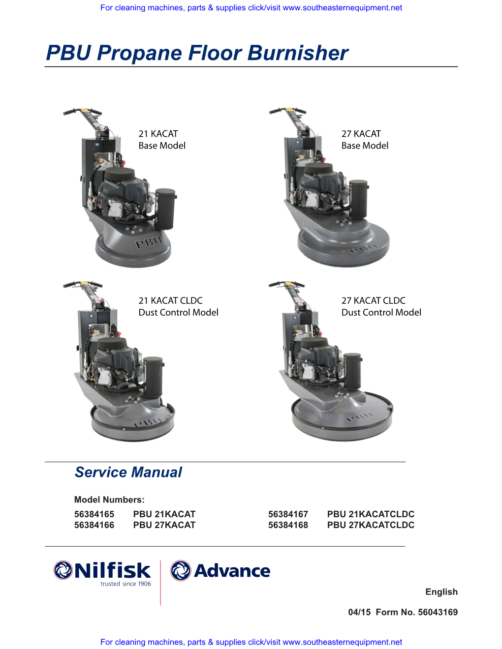 Advance PBU Burnisher Service Manual 04-2015