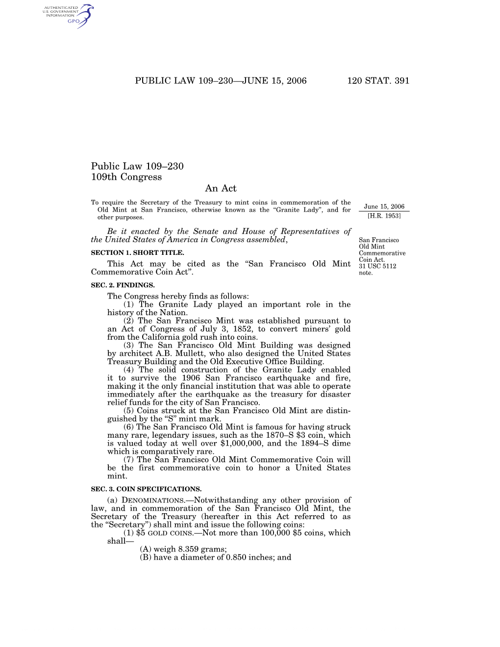 Public Law 109–230 109Th Congress An