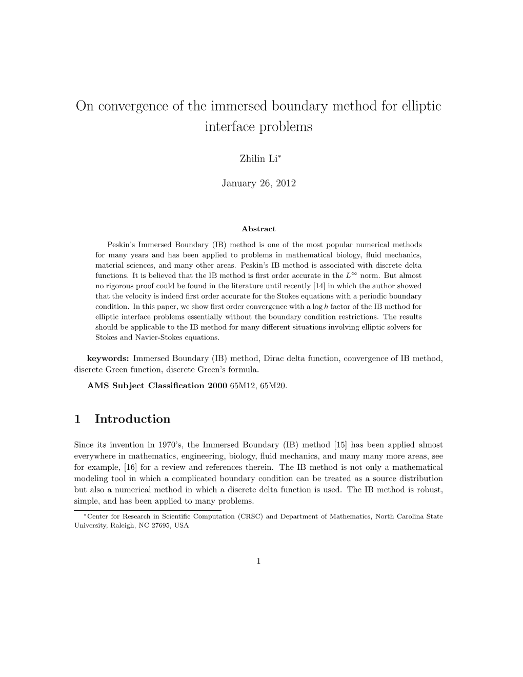 On Convergence of the Immersed Boundary Method for Elliptic Interface Problems