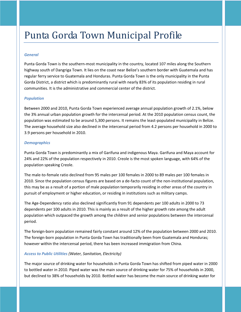 Punta Gorda Town Municipal Profile