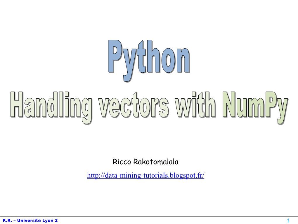 Numpy Vectors