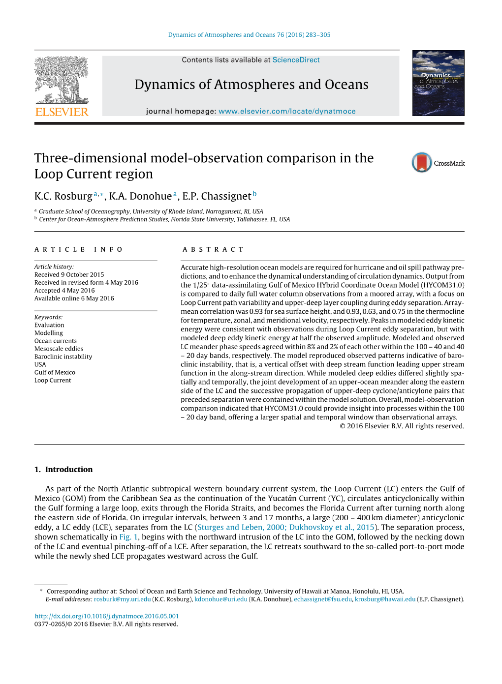 Three-Dimensional Model-Observation Intercomparison