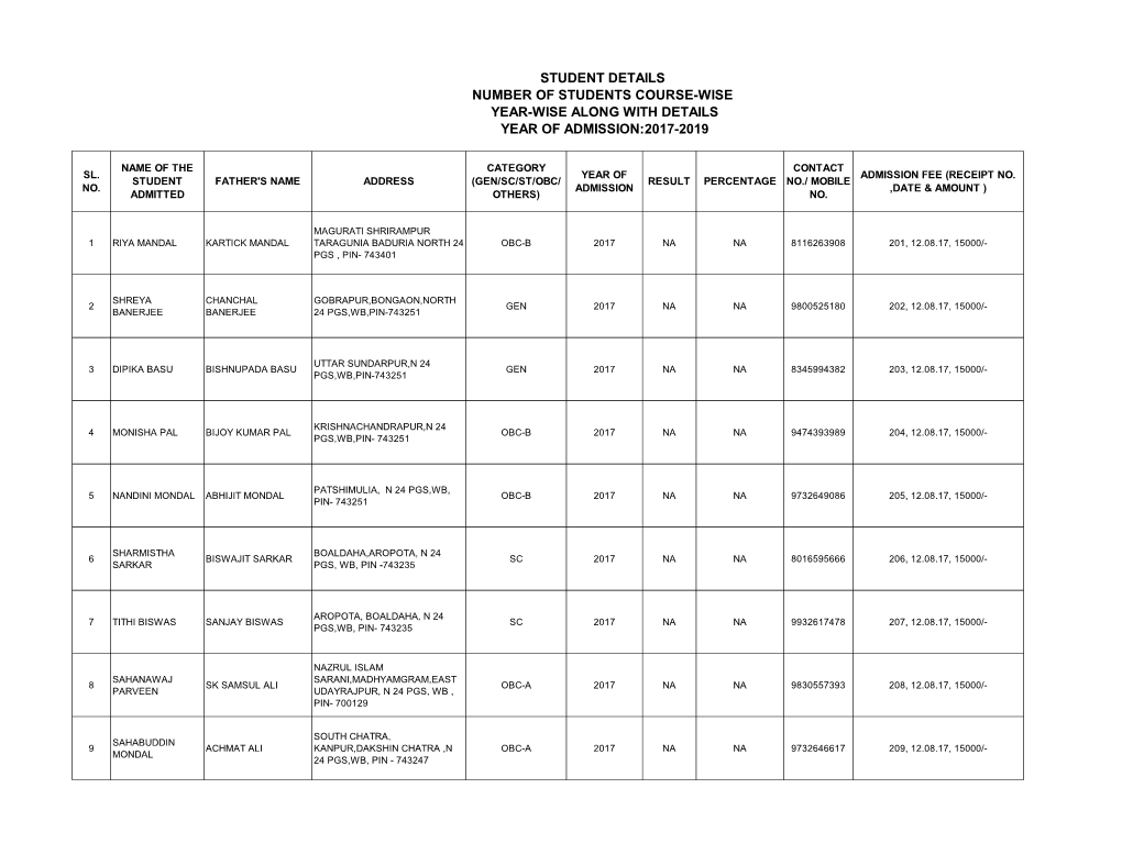 Student List 2017-2019