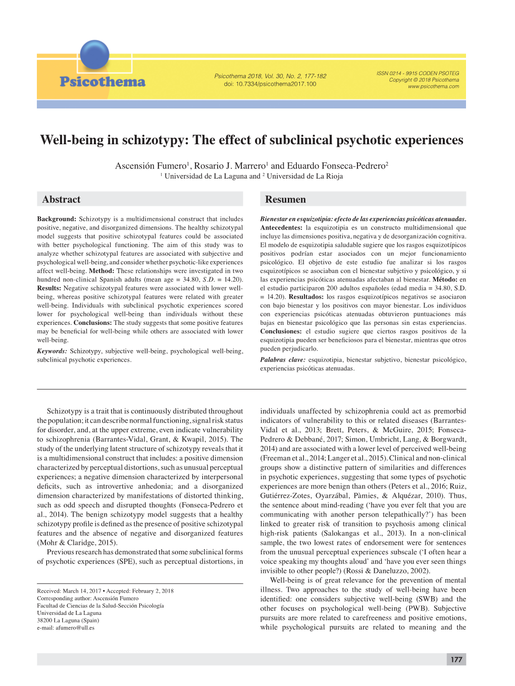 Well-Being in Schizotypy: the Effect of Subclinical Psychotic Experiences