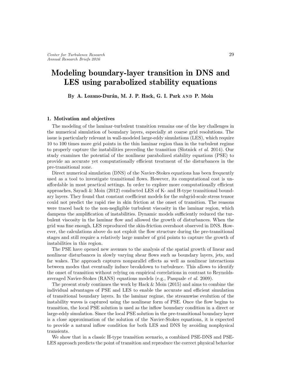 Modeling Boundary-Layer Transition in DNS and LES Using Parabolized Stability Equations