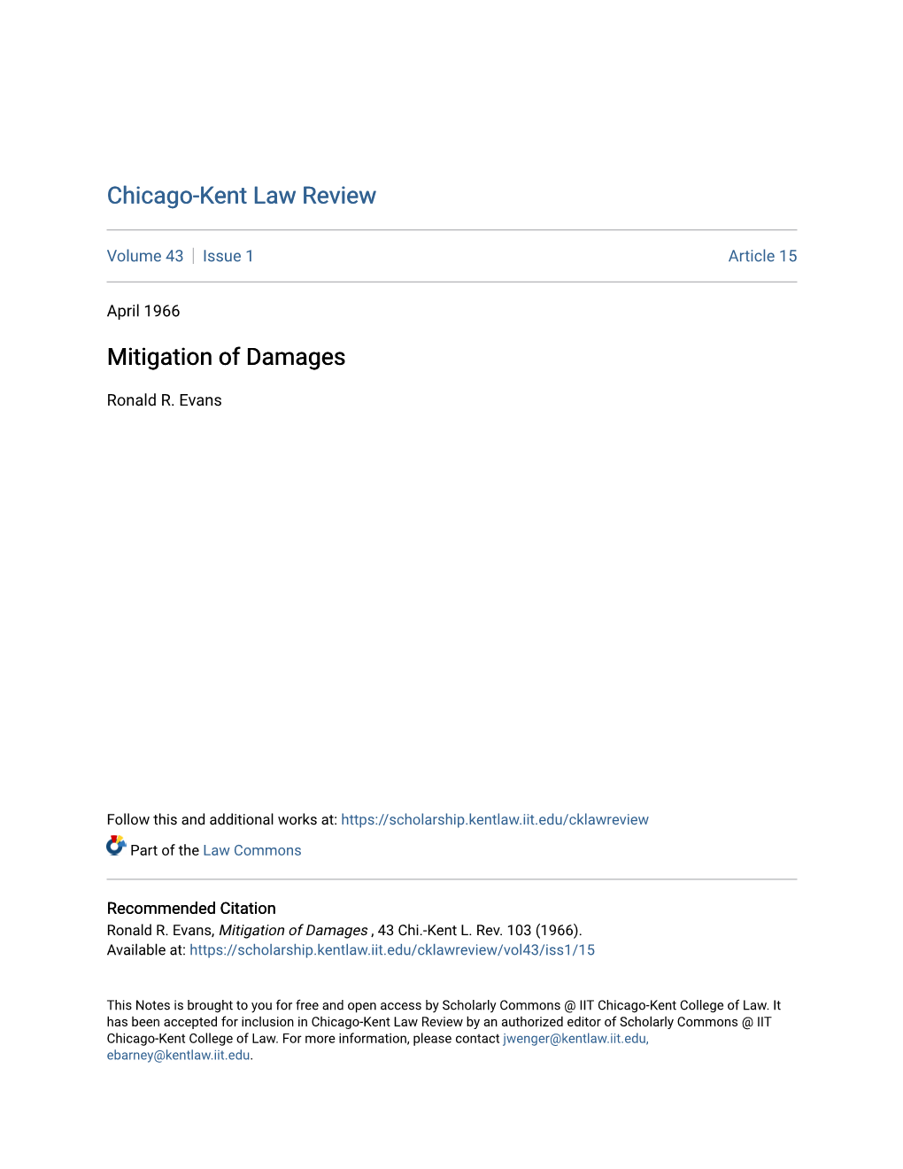 Mitigation of Damages