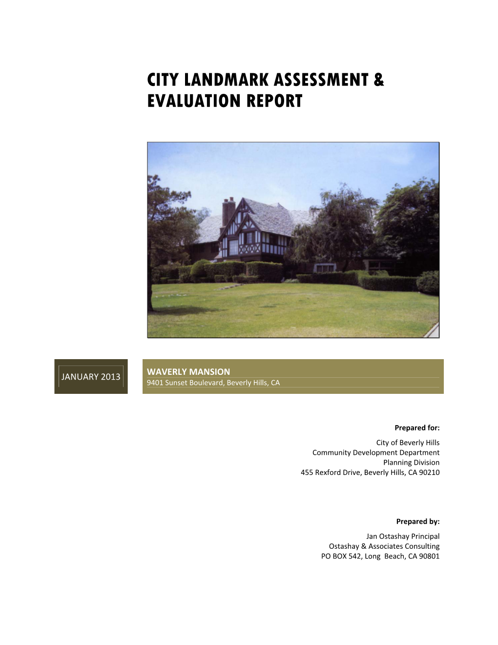 City Landmark Assessment & Evaluation Report