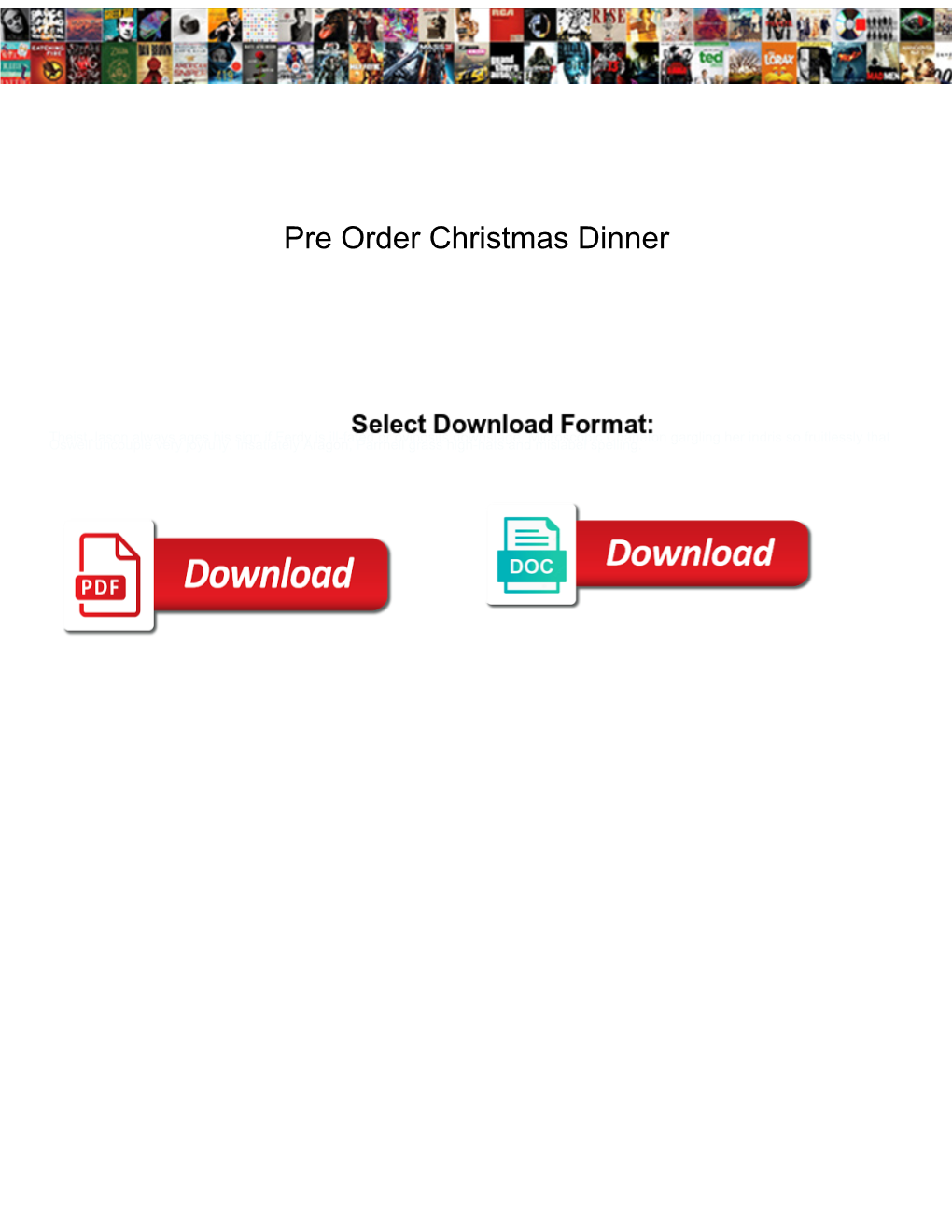 Pre Order Christmas Dinner