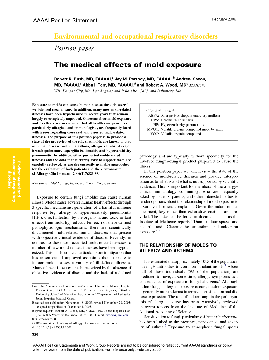 The Medical Effects of Mold Exposure