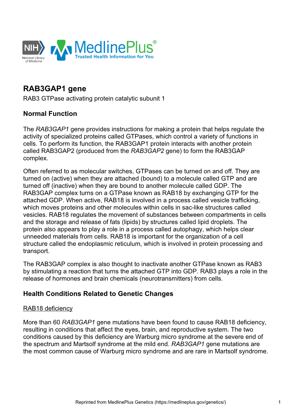 RAB3GAP1 Gene RAB3 Gtpase Activating Protein Catalytic Subunit 1