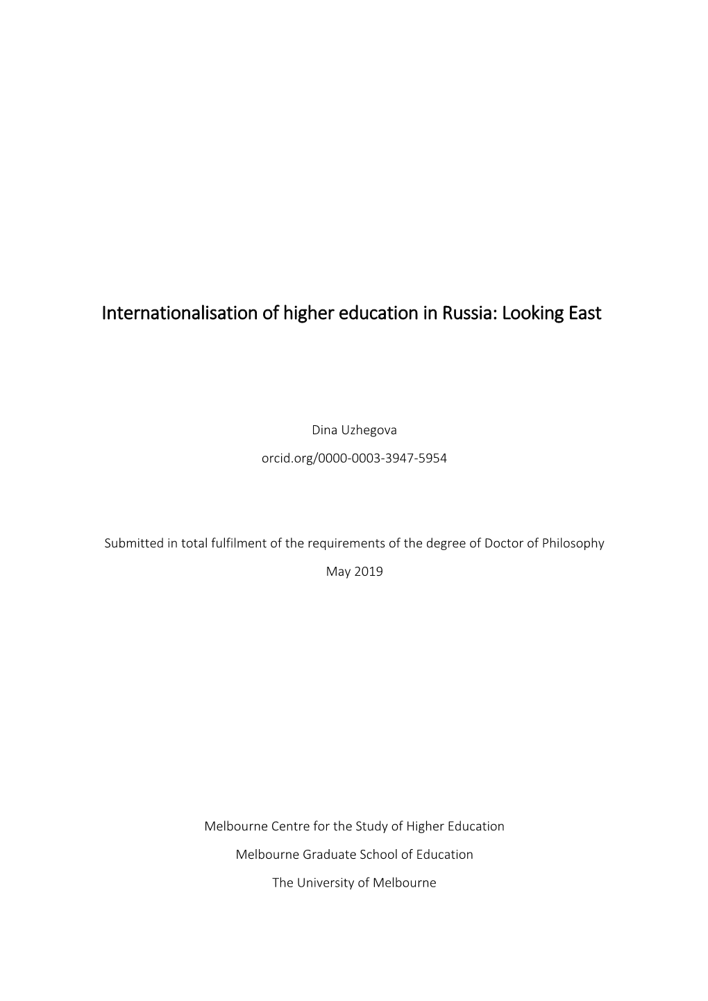 Internationalsiaiton of Higher Education in Russia