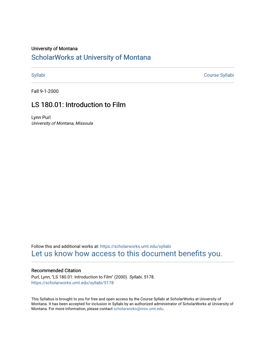 LS 180.01: Introduction to Film