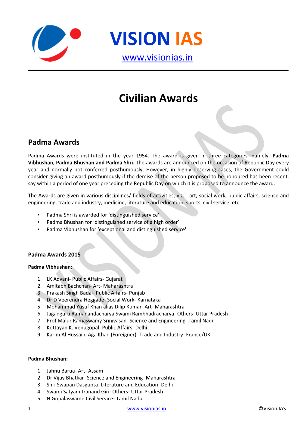 Civilian Awards