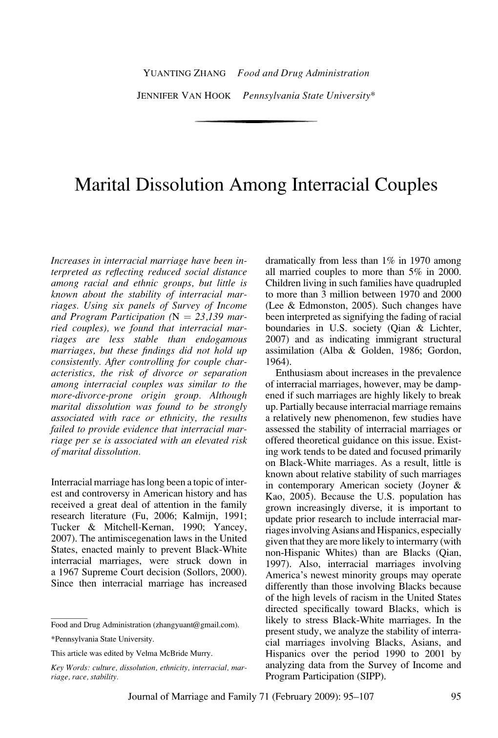 Marital Dissolution Among Interracial Couples