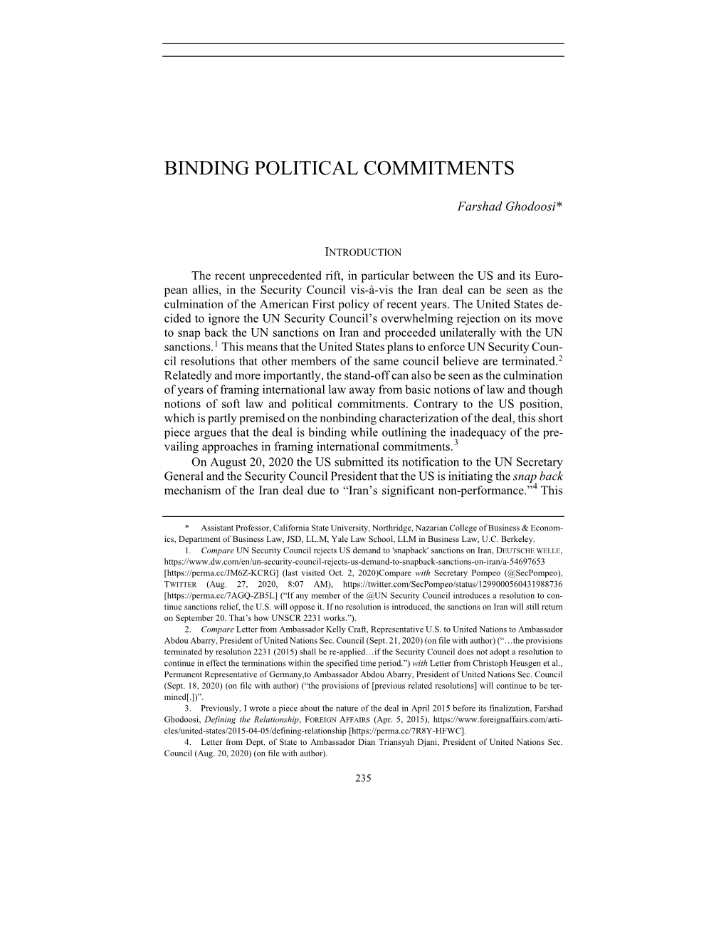 Binding Political Commitments