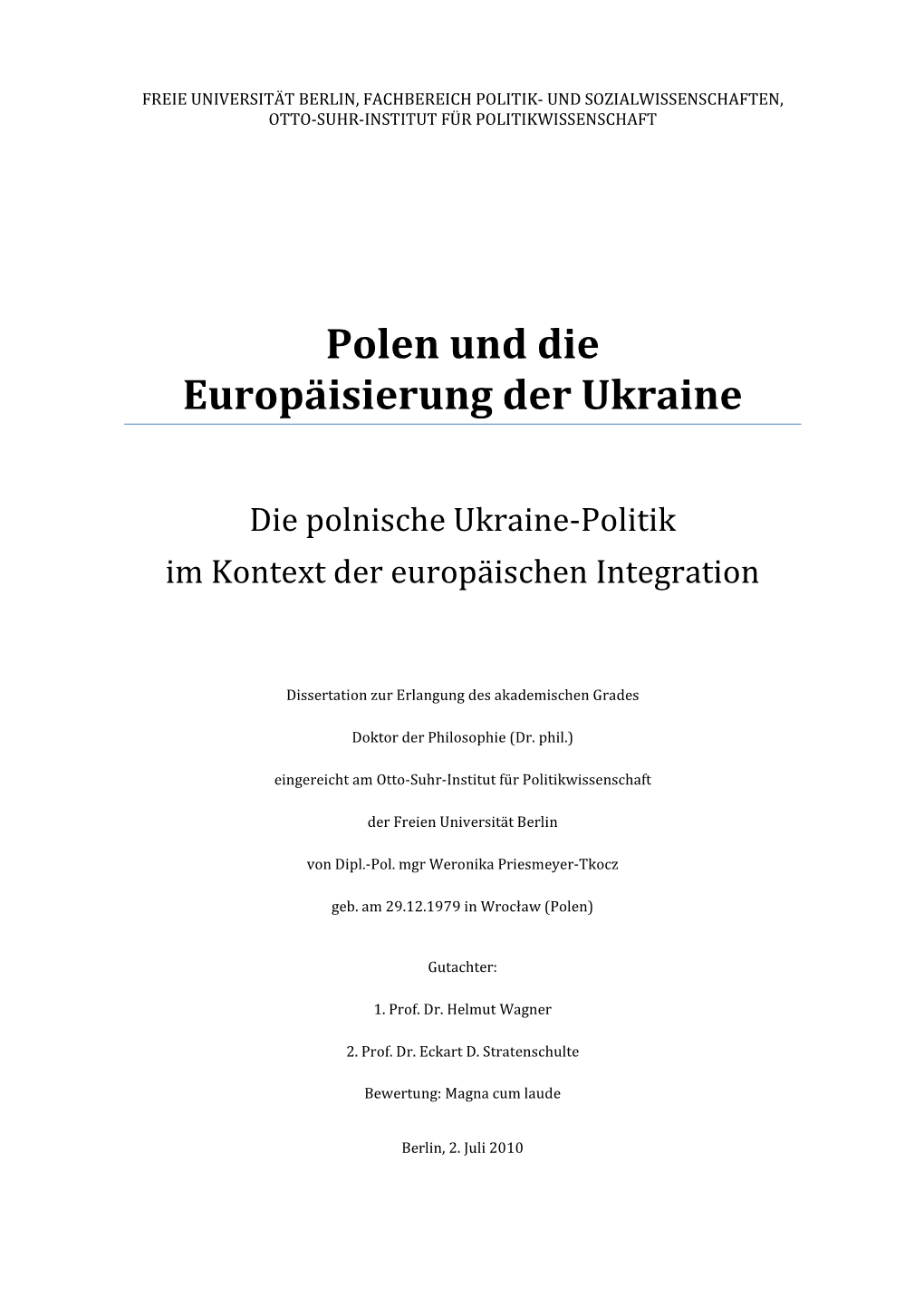 Polen Und Die Europäisierung Der Ukraine