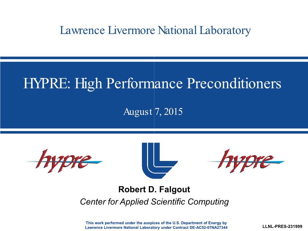 HYPRE: High Performance Preconditioners