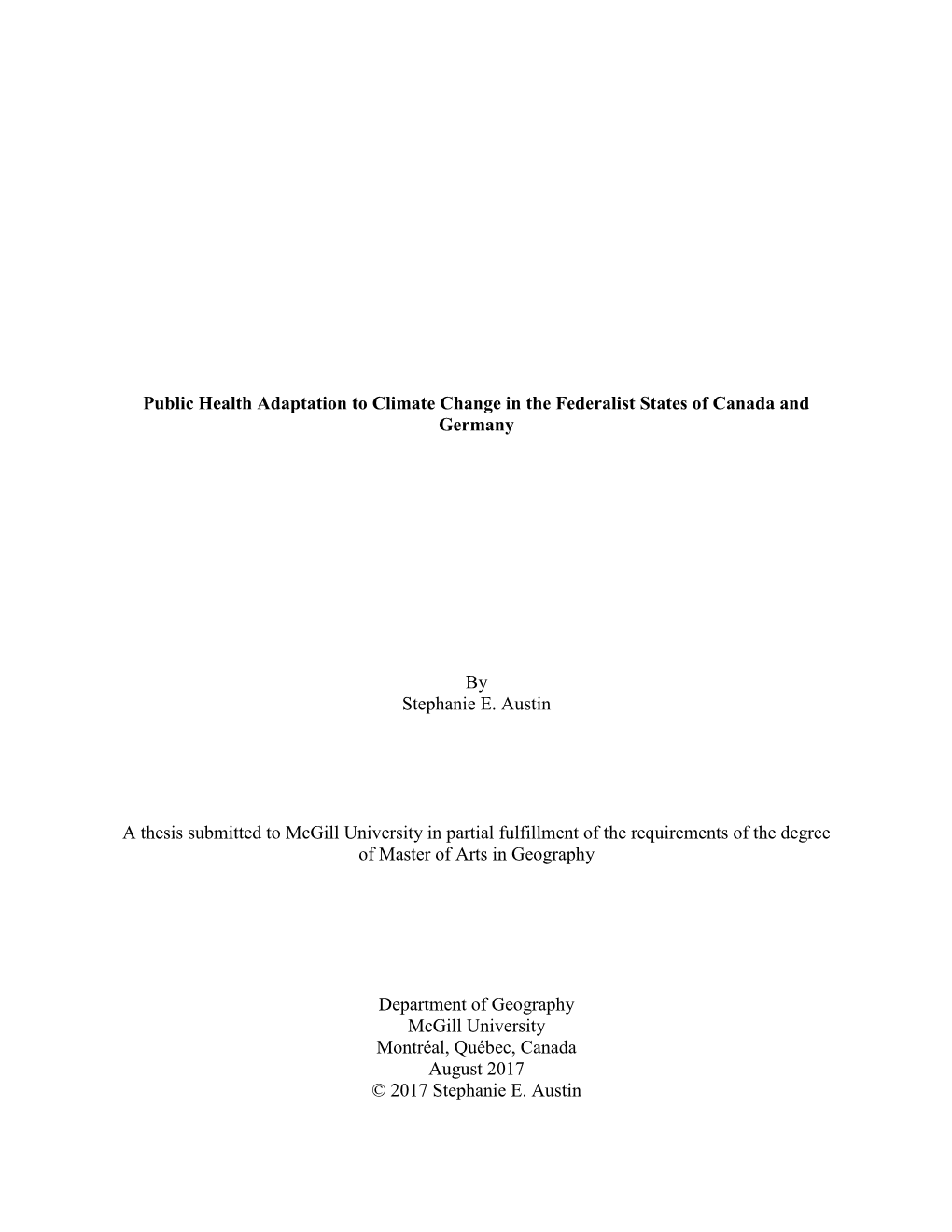 Public Health Adaptation to Climate Change in the Federalist States of Canada and Germany