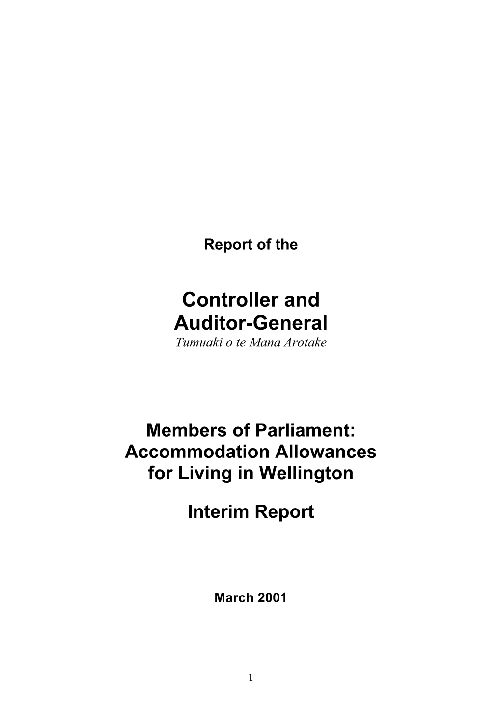 Members of Parliament: Accommodation Allowances for Living in Wellington