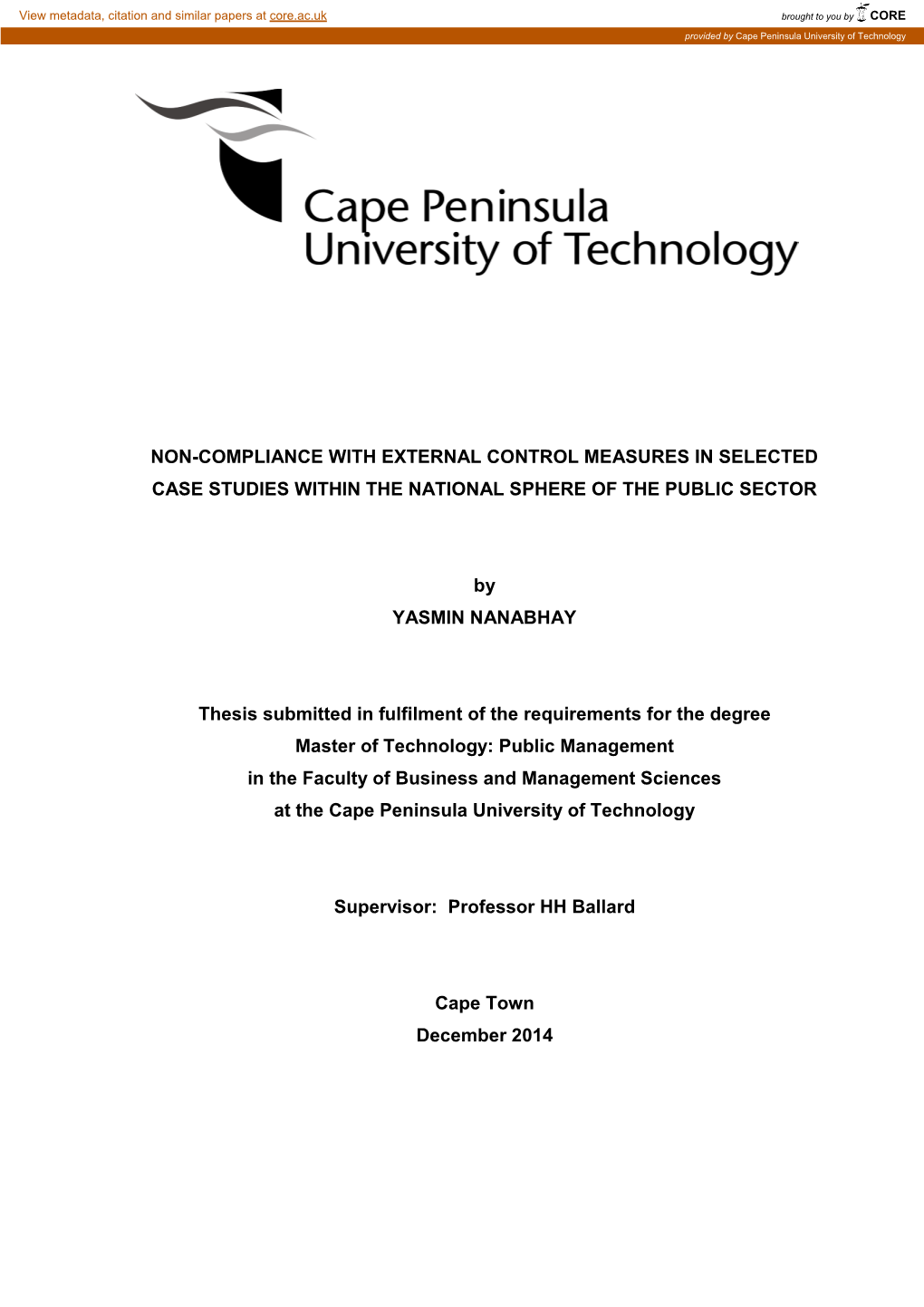 Non-Compliance with External Control Measures in Selected Case Studies Within the National Sphere of the Public Sector